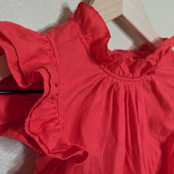 Marie Oliver Top Ruffle Neck Sleeveless Silk Cotton Blend Blouse Red Women Small - Picture 5 of 9